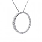 0.75 Carat Round Diamond Circle Of Love Pendant on Cable Chain 10K White Gold