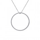 0.75 Carat Round Diamond Circle Of Love Pendant on Cable Link Chain 14K White Gold
