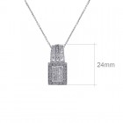 0.75 Carat Round & Princess Diamond Pendant on Cable Link Chain 14K White Gold