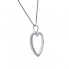 0.20 Carat Round Cut Diamonds Heart Shaped Pendant 14K White Gold Chain