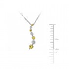 0.35 Carat Round Cut Fancy Yellow & White Diamond Journey Pendant on Cable Chain 14K White Gold 