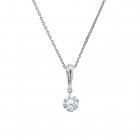 Floating Diamond Solitaire Necklace 0.29 Carat in 14K White Gold 20" Chain 