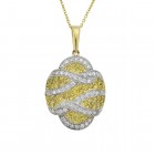 1.70 Carat Fancy Yellow & White Round Cut Diamond Pendant Necklace 14K Yellow Gold