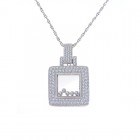 1.50 Carat Round Diamond Baubles Pendant on Cable Link Chain 14K White Gold