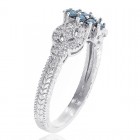 0.30 Carat Blue and White Diamond Women Cocktail Cluster Ring 14k White Gold