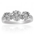 0.75 Carat G-SI1 Natural Round Diamond Cluster Engagement Ring 14K White Gold 