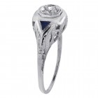 0.12 Carat Diamond & 0.15 Carat Sapphire Antique Ring 18K White Gold
