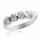 1.45 Carat Round Brilliant 5 Stone Diamond Wedding Ring Platinum