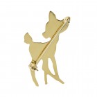 18K Yellow Gold Fawn Bambi Enamel Deer FABOR Vintage Brooch Pin