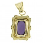 3.50 Carat Cushion Cut Amethyst Vintage Pendant Made In Italy 14K Yellow Gold 