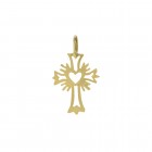 14K Yellow Gold Sacred Heart Cross Pendant