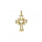 14K Yellow Gold Sacred Heart Cross Pendant