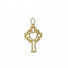14K Yellow Gold Art Deco Sacred Heart Cross Pendant