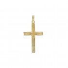 14K Yellow Gold Floral Cross Pendant Made In Italy 