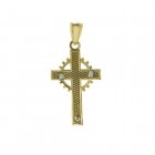 Two Tone 10K Gold Crucifix Celtic Cross Pendant 