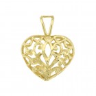 14K Yellow Gold Diamond Cut Heart Pendant 