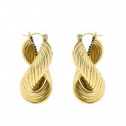 10K Yellow Gold Modern Twisted Dangle Hoop Earrings 13.8gram Italy