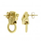 14K Yellow Gold Panther Door Knocker Earrings made in Italy
