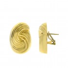 14K Yellow Gold Modern Twisted Omega Back Earrings Italy 6.9gram
