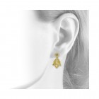 14K Yellow Gold Hearts and Birds Drop Dangle Earrings 2.8 grams