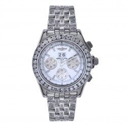 Breitling Windrider Crosswinds Special Chronograph Stainless Steel Watch 9 Carat Diamond Bezel & Bracelet  A44355