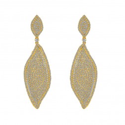 4.00 Carat Micro Pave Chandelier Earrings set it 18K Yellow Gold over Silver
