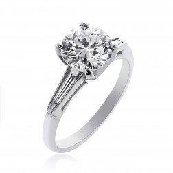 2.03 Carat I-SI2 Natural Round Brilliant Cut Diamond Engagement Ring Platinum
