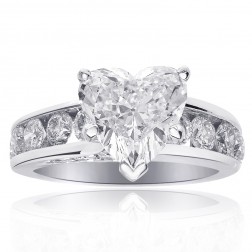 3.47 Carat J-SI2 Natural Heart Shaped Diamond Engagement Ring 14K White Gold
