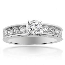 2.00 Carat E-SI Natural Round Cut Diamond Engagement Ring 14K White Gold