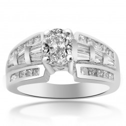 1.50 Carat F-VS1 Natural Oval Shape Diamond Designer Engagement Ring Platinum