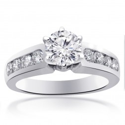 1.75 Carat G-SI1 Natural Round Cut Diamond Engagement Ring 14K White Gold