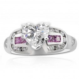 1.55 Carat EGL Certified Heart Shape Diamond Engagement Ring 14K White Gold 