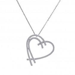 0.50 Carat Round Cut Diamond Heart Pendant Necklace 14K White Gold
