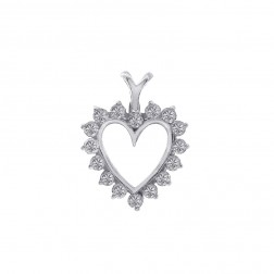 0.40 Carat Prong Set Diamond Heart Pendant 14K White Gold 1.6gr