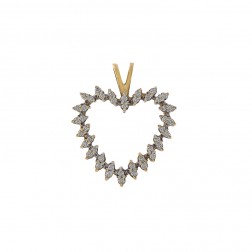 0.40 Carat Round Brilliant Diamond Heart Pendant 10K Yellow Gold