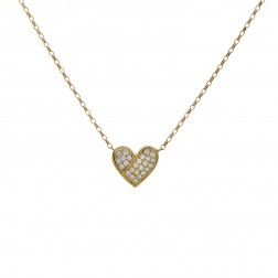 0.60 Carat Round Brilliant Diamond Heart Pendant On Cable Link Chain 14K Yellow Gold