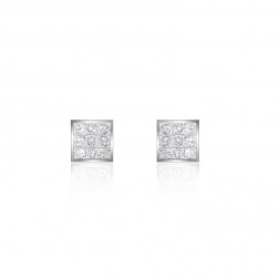 0.35 Carat Invisible Set Princess Cut Diamond Stud Earrings 14K White Gold