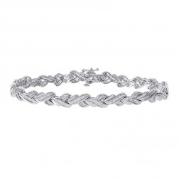 1.00 Carat Baguette Cut Diamond Braided Link Bracelet 14K White Gold