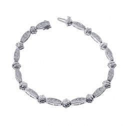 1.60 Carat Round Cut Diamond Fancy Shaped Link Bracelet 14K White Gold