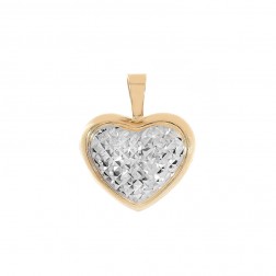 Heart Pendant 14K Two Tone Gold Diamond Cut