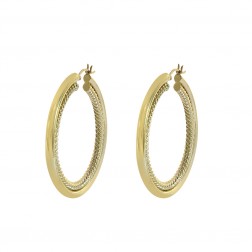 Twisting Rope Hoop Earrings 14K Yellow Gold 