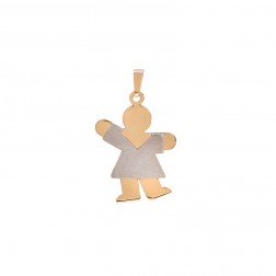14K Two Tone Gold Girl Charm