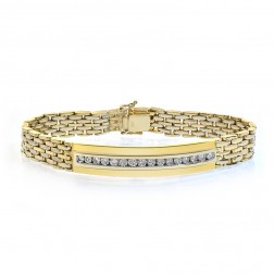 1.50 Carat Mens Channel Set Round Diamond Bracelet 14K Yellow Gold