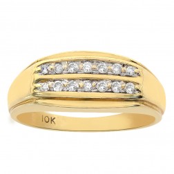 0.20 Carat Diamond Men's Diamond Ring 10K Yellow Gold