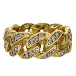 1.15 Carat Diamond Cuban Mens Ring 10K Yellow Gold