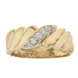 0.15 Carat Diamond Men's Wedding Band 14K Yellow Gold Ring