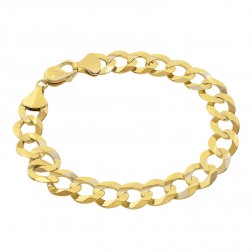 11.3mm 10K Yellow Gold Curb Link Bracelet 