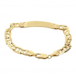 14K Yellow Gold Gucci Link Chain ID Bar Bracelet Made In Italy 