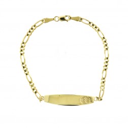 10K Yellow Gold Medical Id Figaro Link Bracelet 7" long