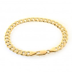 8.2mm 14k Yellow Gold Cuban Link Curb Diamond Cut Chain Bracelet Italy